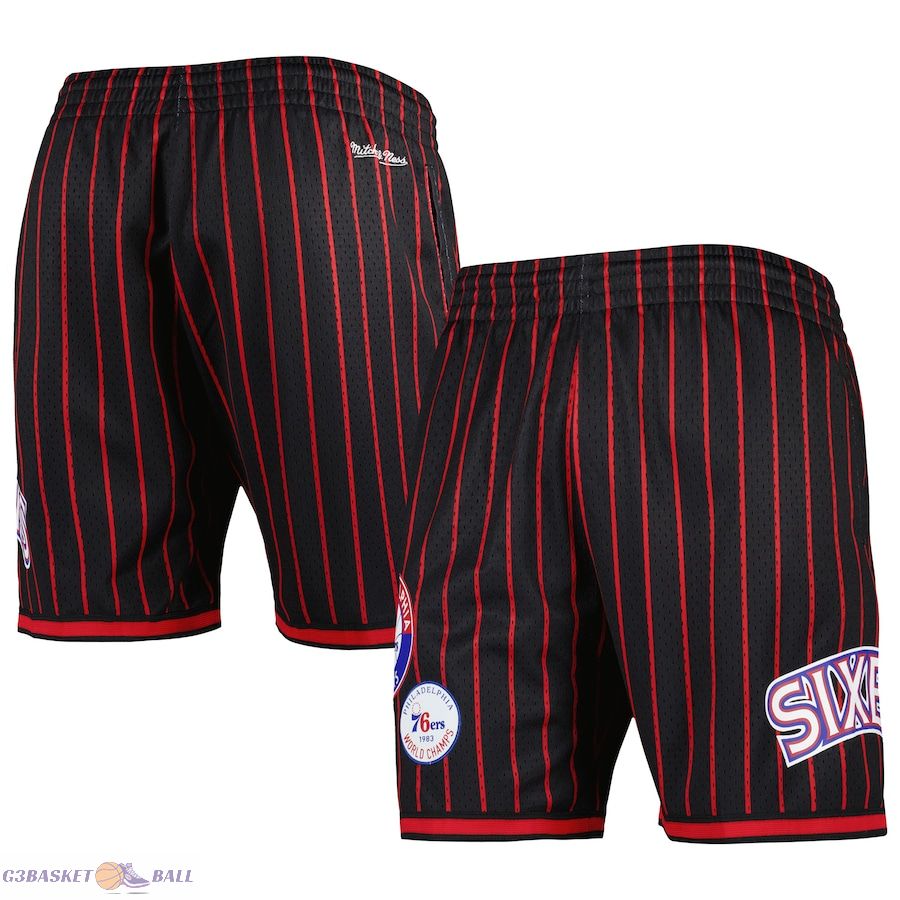 Men's Philadelphia 76ers Mitchell & Ness Black City Collection Heritage Mesh Shorts