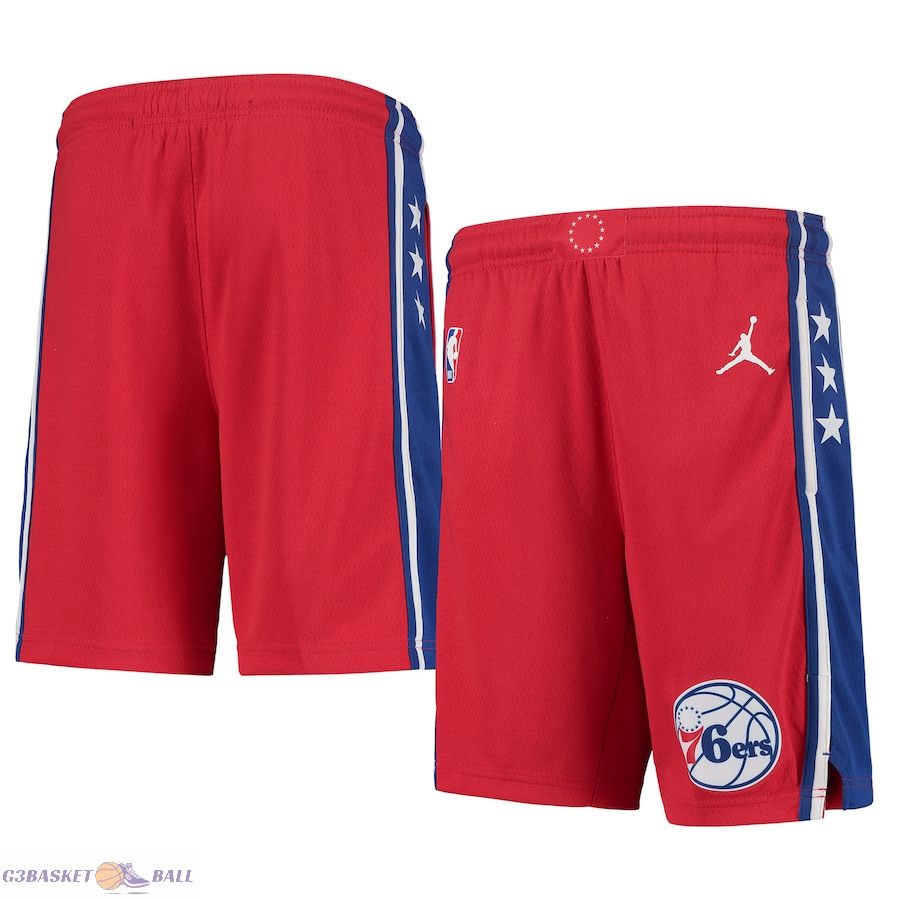 Youth Philadelphia 76ers Jordan Brand Red 2019/20 Swingman Performance Shorts - Statement Edition