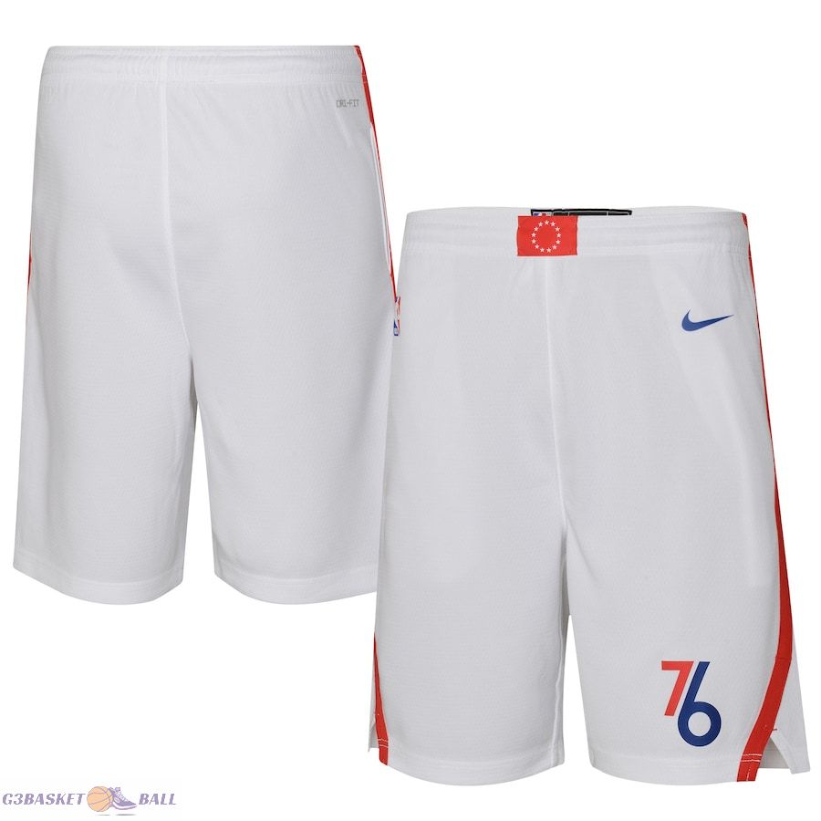 Youth Philadelphia 76ers Jordan Brand White 2022/23 City Edition Swingman Shorts