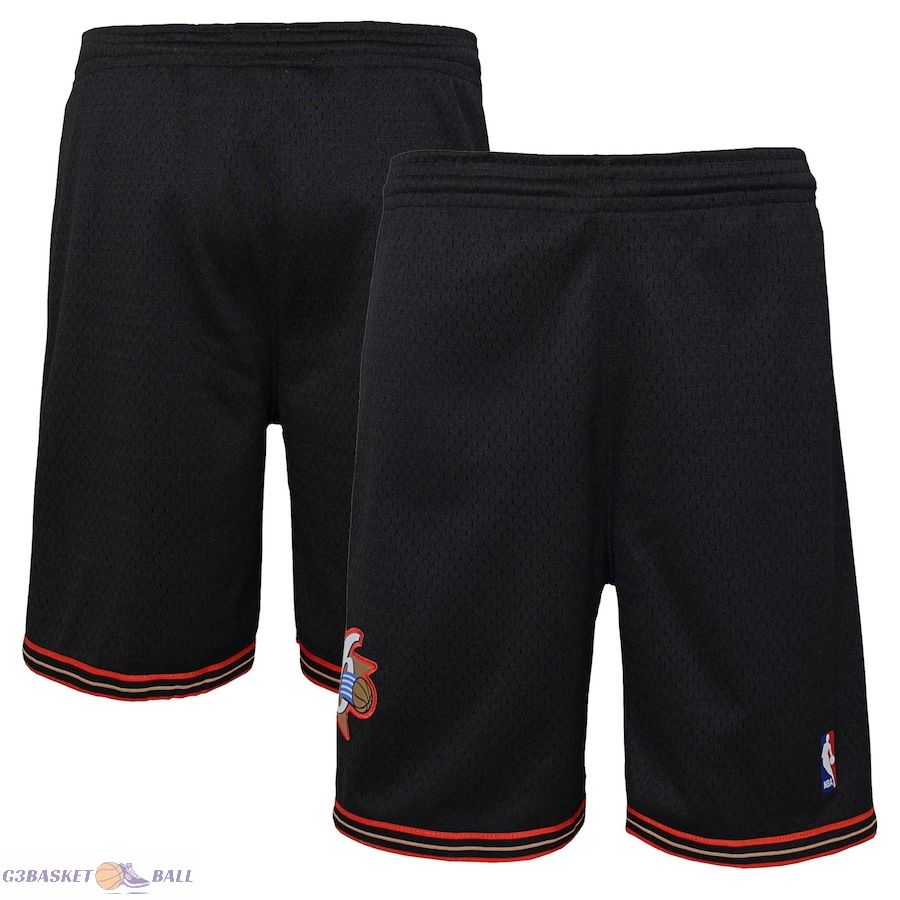 Youth Philadelphia 76ers Mitchell & Ness Black Hardwood Classics Swingman Shorts