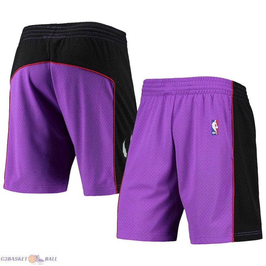 Men's Toronto Raptors Mitchell & Ness Purple Hardwood Classics Primary Logo Swingman Shorts