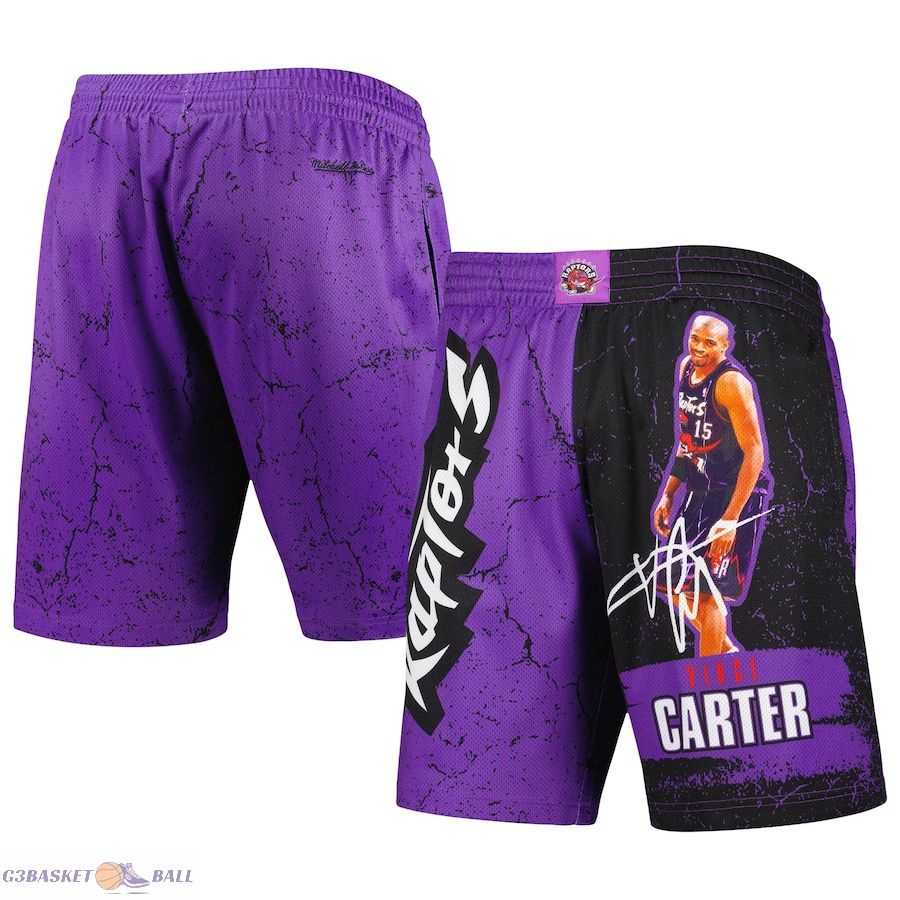 Men's Toronto Raptors Vince Carter Mitchell & Ness Purple Hardwood Classics Player Burst Shorts