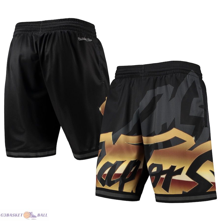 Men's Toronto Raptors Mitchell & Ness Black Big Face 4.0 Fashion Shorts