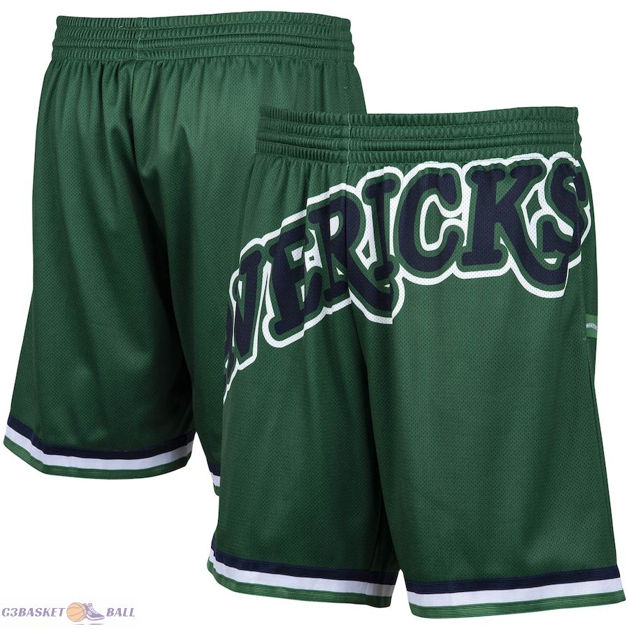 Men's Dallas Mavericks Mitchell & Ness Green Hardwood Classics Big Face 2.0 Shorts