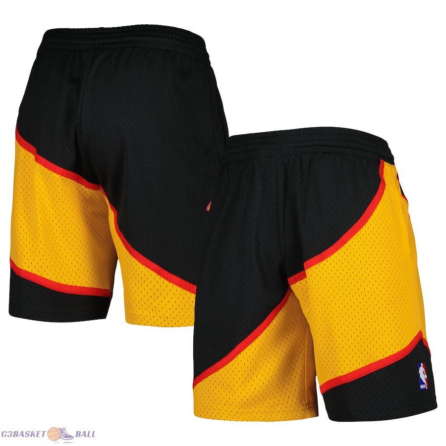 Men's Atlanta Hawks Mitchell & Ness Black Hardwood Classics Reload 2.0 Swingman Shorts