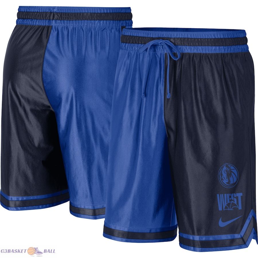 Men's Dallas Mavericks Navy/Blue Courtside Versus Force Split DNA Performance Shorts