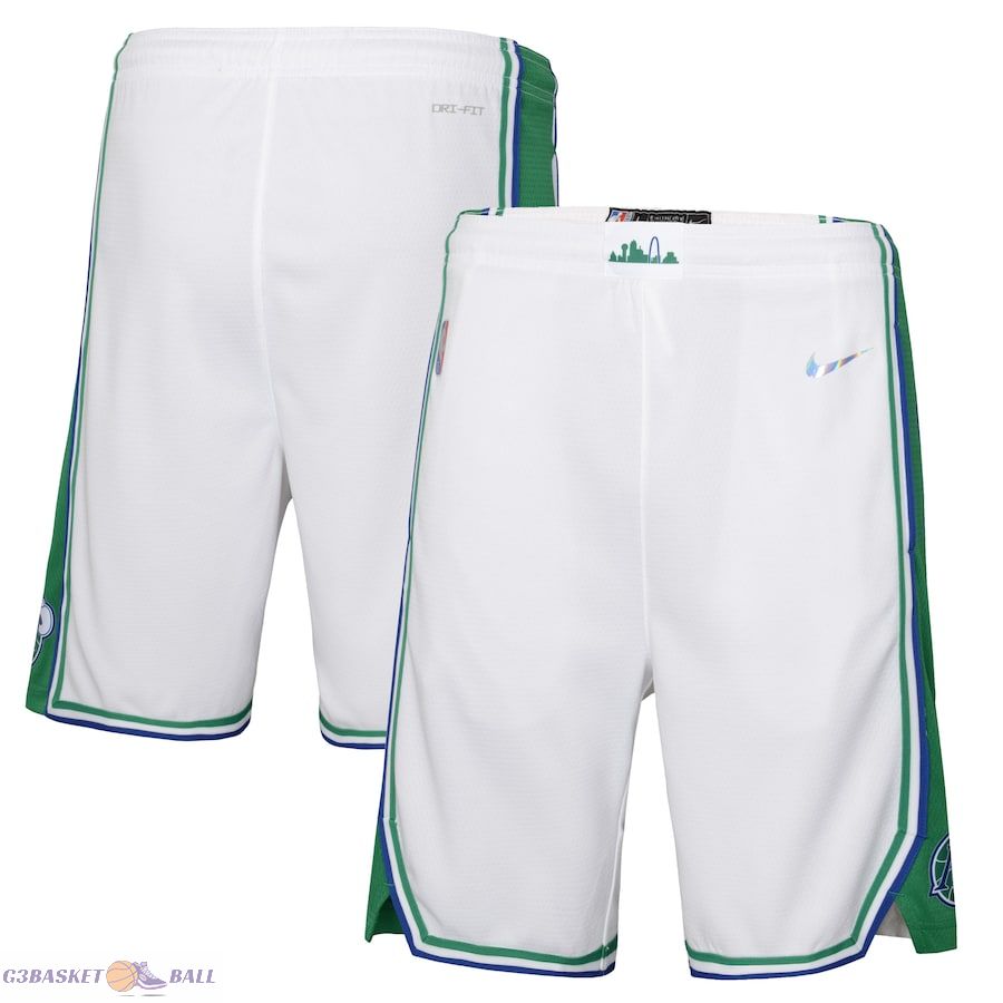 Youth Dallas Mavericks White 2021/22 City Edition Courtside Swingman Shorts