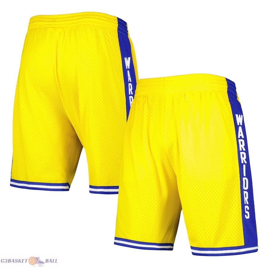 Men's Golden State Warriors Mitchell & Ness Gold 1974-75 Hardwood Classics Swingman Shorts