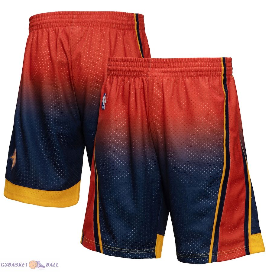 Men's Golden State Warriors Mitchell & Ness Navy/Orange 2009/10 Hardwood Classics Fadeaway Reload 3.0 Swingman Shorts