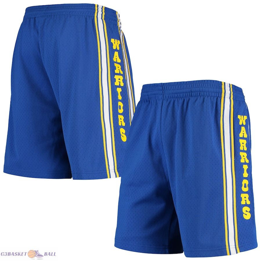 Men's Golden State Warriors Mitchell & Ness Royal Hardwood Classics Primary Logo Swingman Shorts