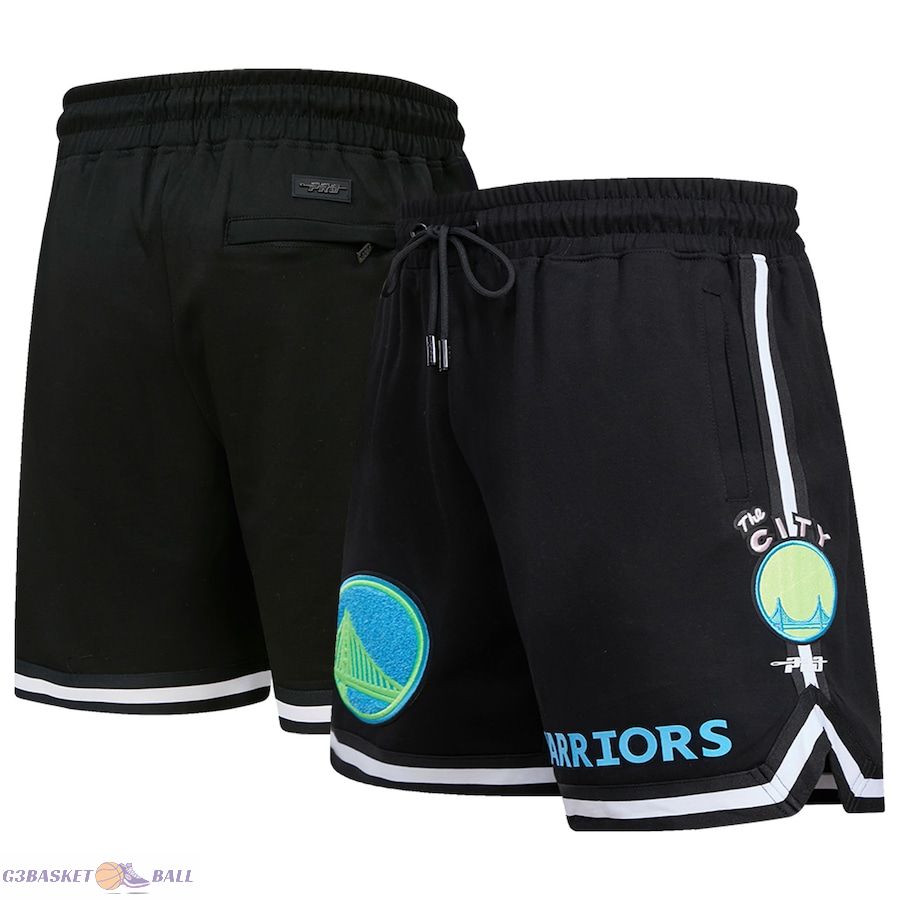 Men's Golden State Warriors Pro Standard Black Washed Neon Shorts