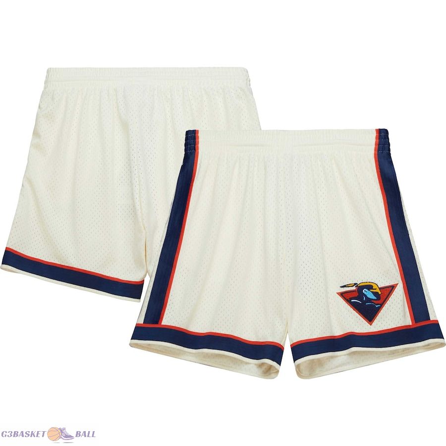 Men's Golden State Warriors Mitchell & Ness Cream Chainstitched Swingman Shorts