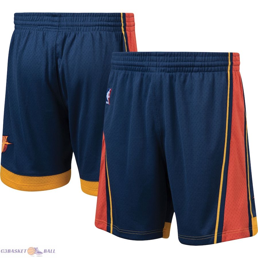 Men's Golden State Warriors Mitchell & Ness Navy Hardwood Classics Swingman Team Shorts