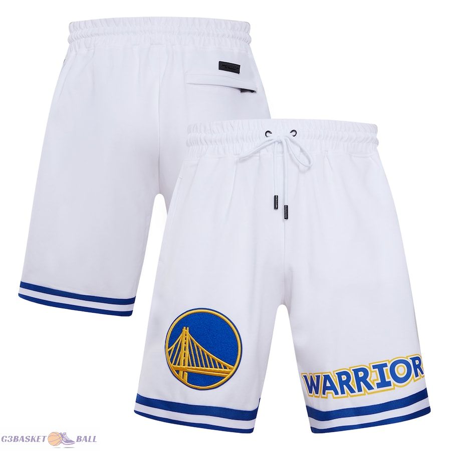 Men's Golden State Warriors Pro Standard White Classic Chenille DK Shorts