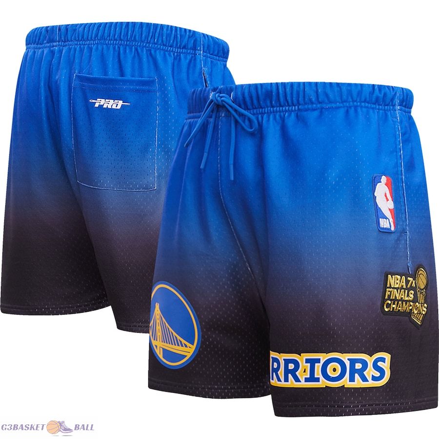 Men's Golden State Warriors Pro Standard Royal/Black Ombre Mesh Shorts