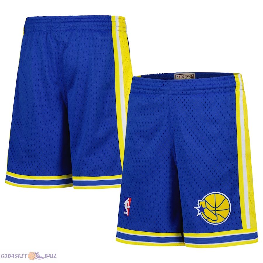 Youth Golden State Warriors Mitchell & Ness Royal Hardwood Classics Swingman Shorts