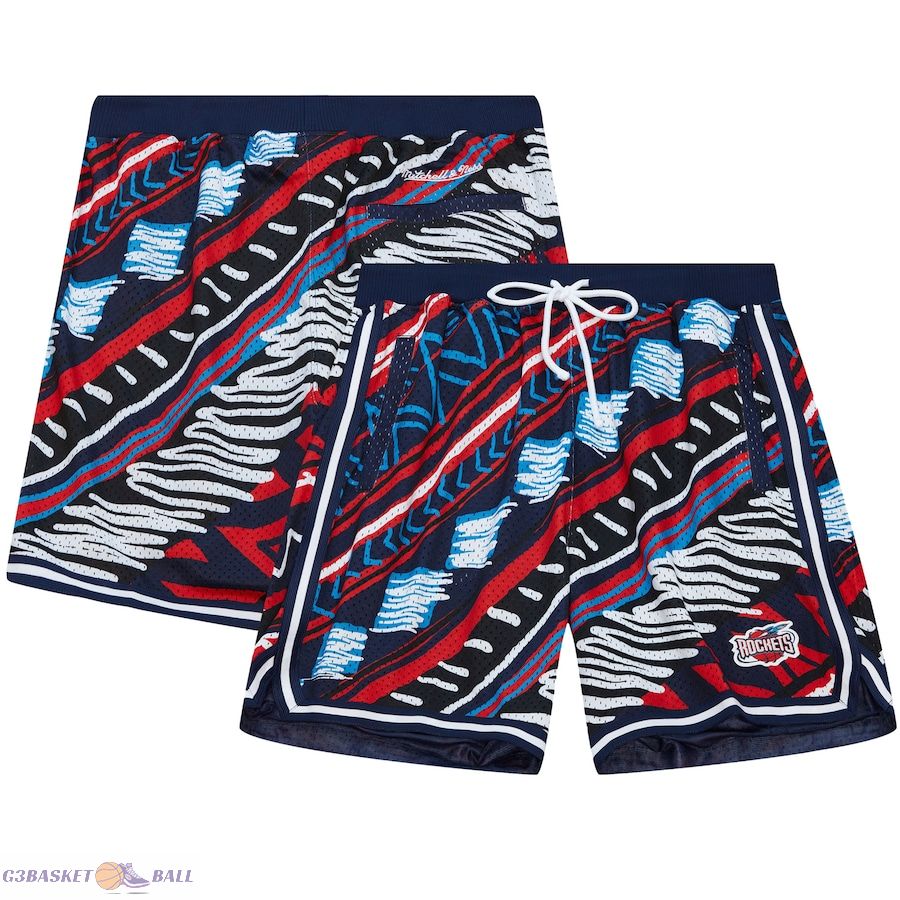 Men's Houston Rockets Mitchell & Ness Navy Game Day Pattern Shorts