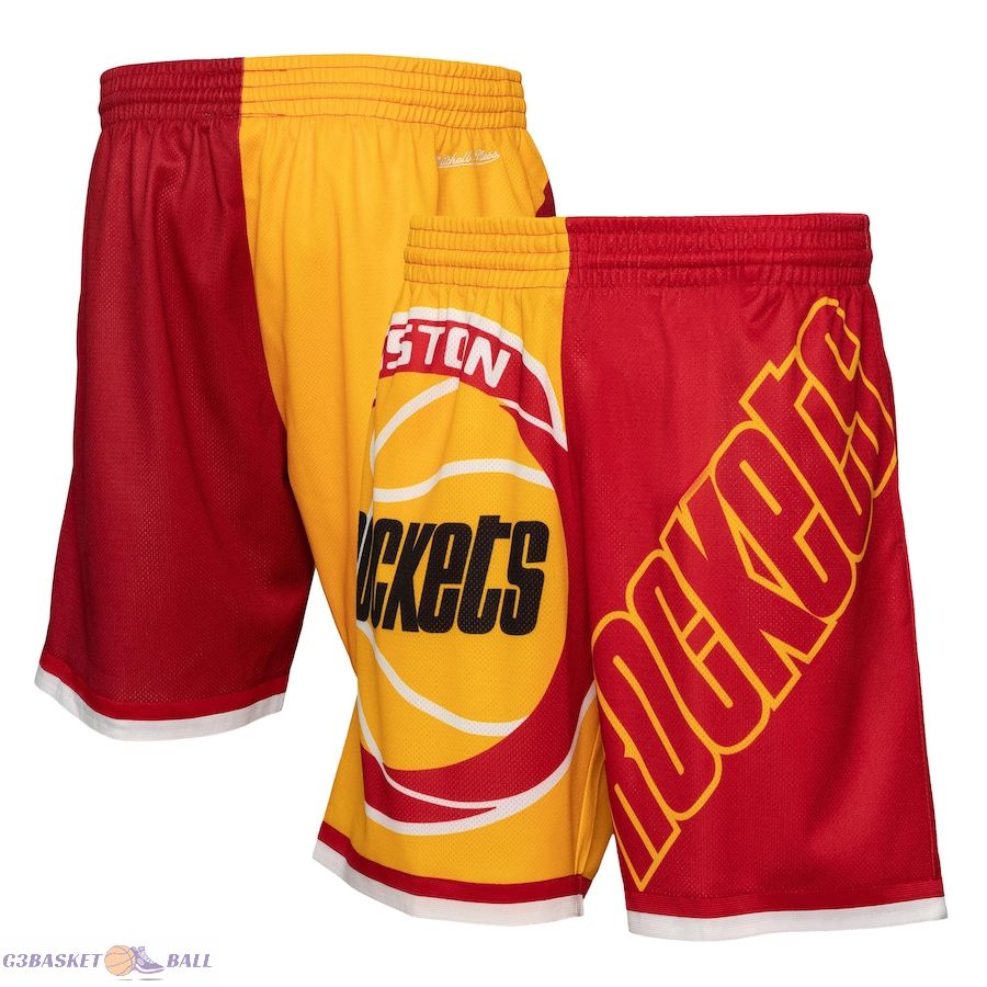 Men's Houston Rockets Mitchell & Ness Gold Big Face 5.0 Fashion Shorts