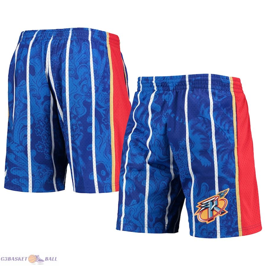 Men's Houston Rockets Mitchell & Ness Blue Hardwood Classics Lunar New Year Swingman Shorts