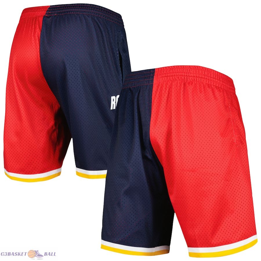 Men's Houston Rockets Mitchell & Ness Navy/Red Hardwood Classics 1993 Split Swingman Shorts