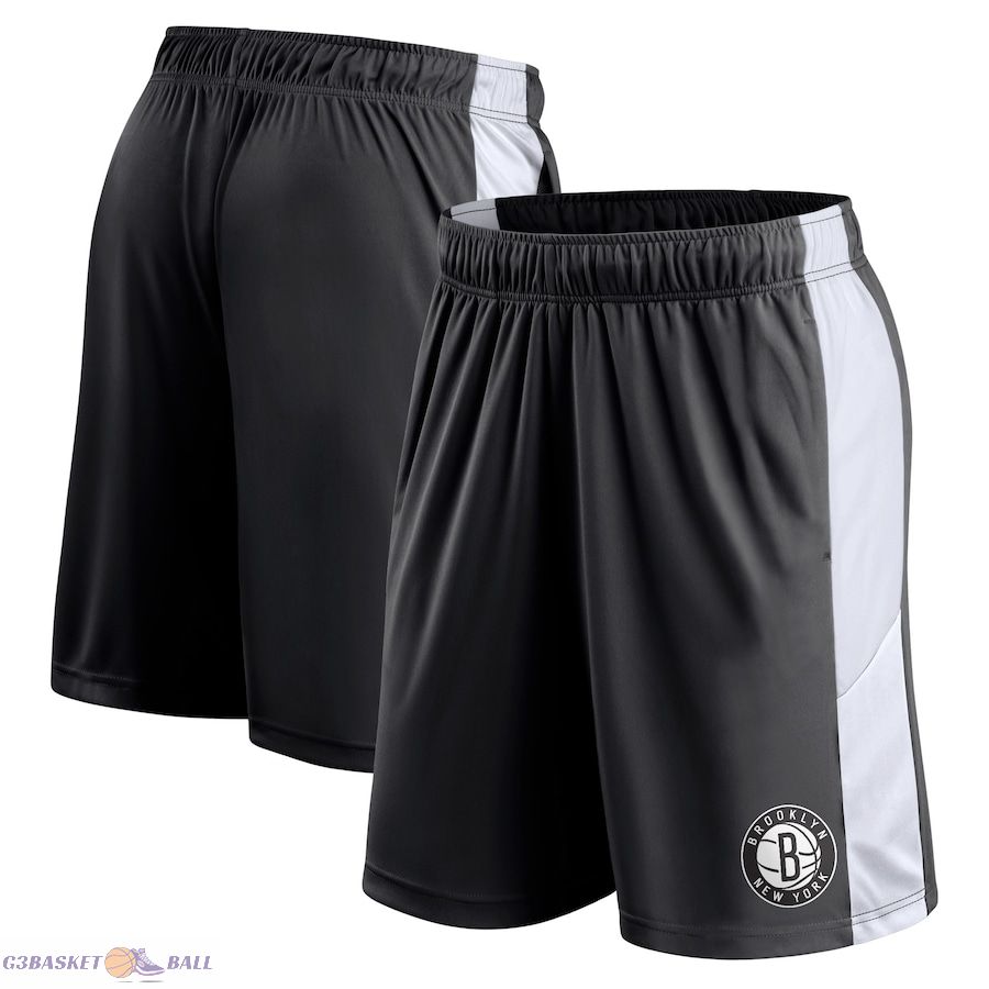 Men's Brooklyn Nets Fanatics Black Champion Rush Colorblock Performance Shorts