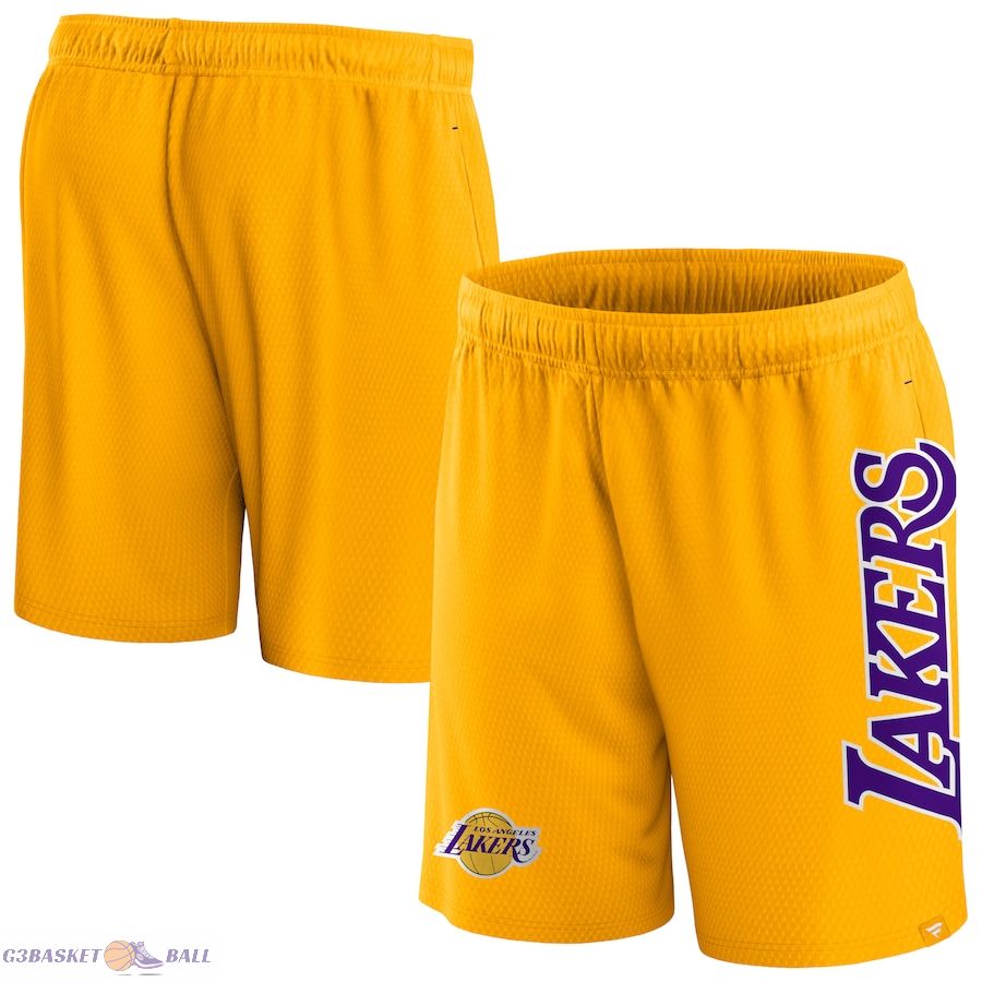 Men's Los Angeles Lakers Fanatics Gold Post Up Mesh Shorts