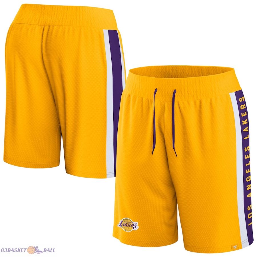 Men's Los Angeles Lakers Fanatics Gold Referee Iconic Mesh Shorts