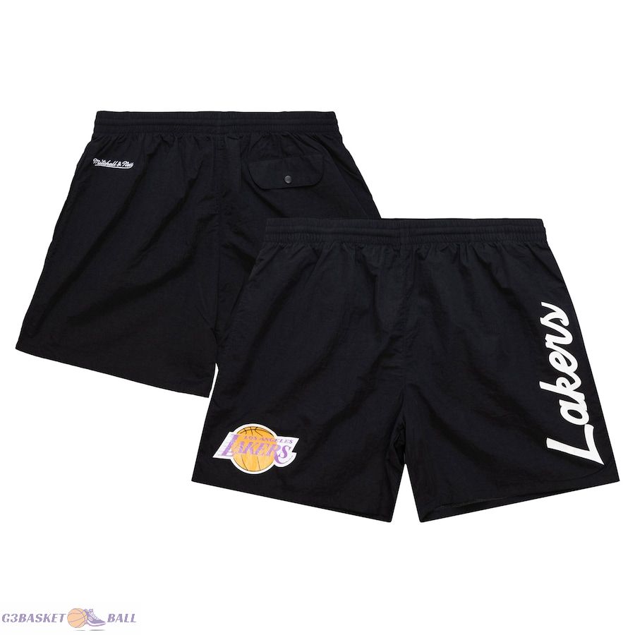 Men's Los Angeles Lakers Mitchell & Ness Black Team Essentials Nylon Shorts