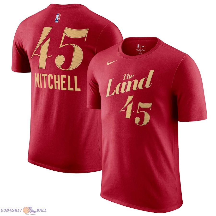 Men's Cleveland Cavaliers Donovan Mitchell Wine 2023/24 City Edition Name & Number T-Shirt