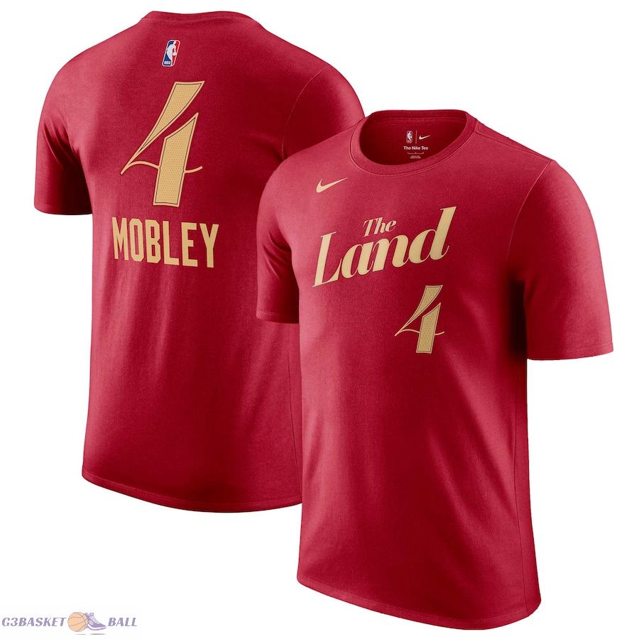 Men's Cleveland Cavaliers Evan Mobley Wine 2023/24 City Edition Name & Number T-Shirt