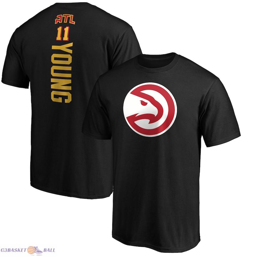 Men's Atlanta Hawks Trae Young Black Team Playmaker Name & Number T-Shirt