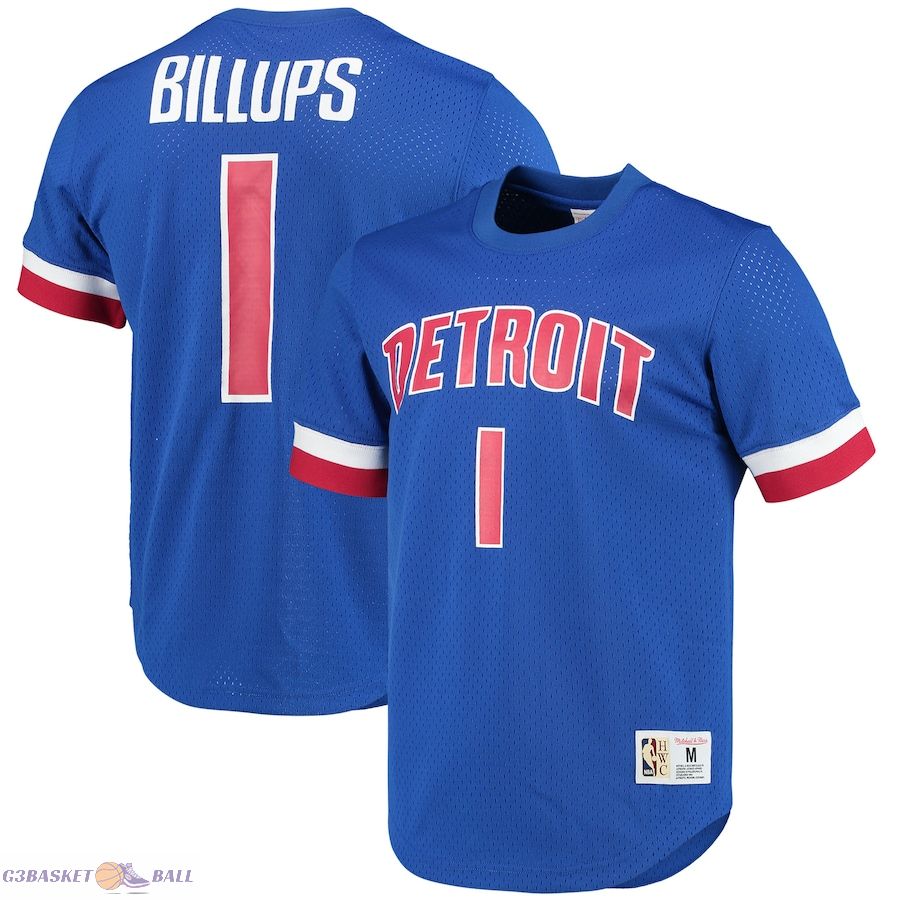 Men's Detroit Pistons Chauncey Billups Mitchell & Ness Blue 2003 Mesh Name & Number T-Shirt