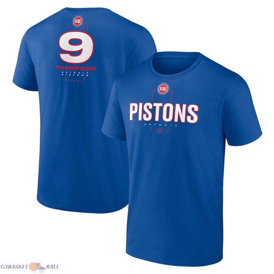 Men's Detroit Pistons Ausar Thompson Blue Behind The Back Name & Number T-Shirt