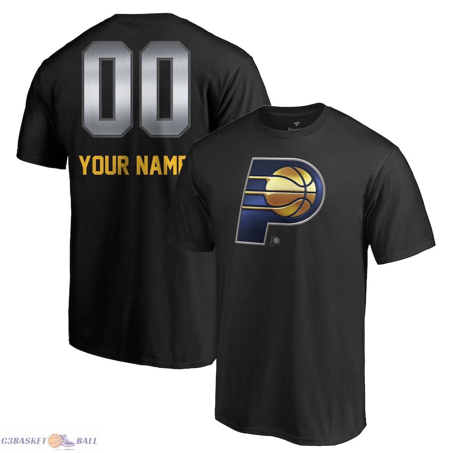 Men's Indiana Pacers Black Midnight Mascot Personalized Name & Number T-Shirt