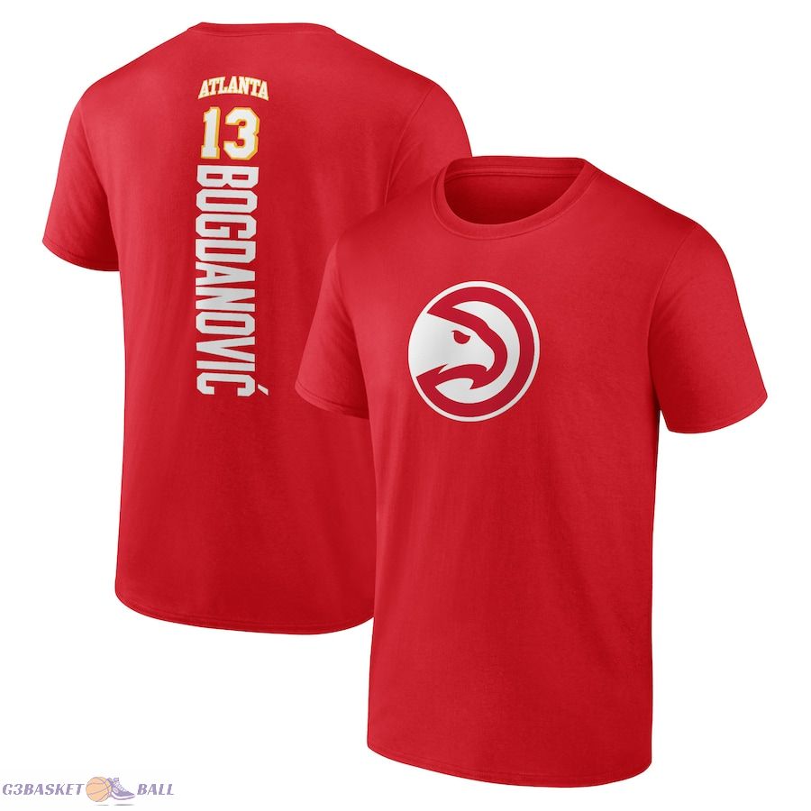 Men's Atlanta Hawks Bogdan Bogdanovic Red Playmaker Name & Number T-Shirt