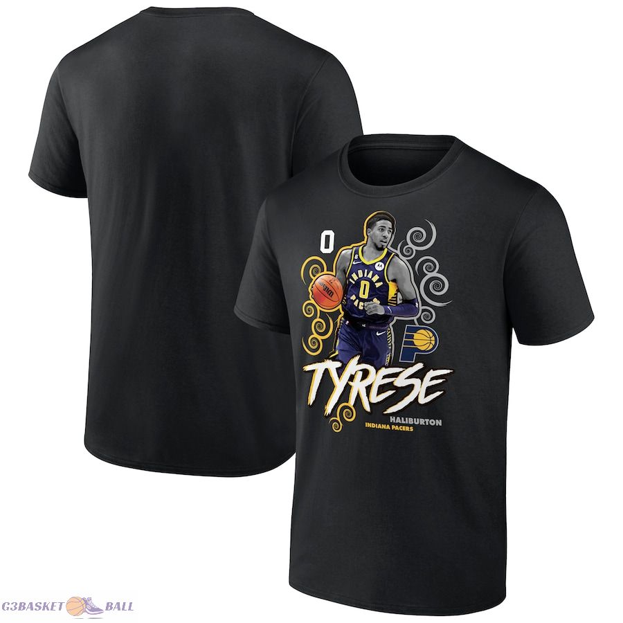 Men's Indiana Pacers Tyrese Haliburton Black Competitor T-Shirt