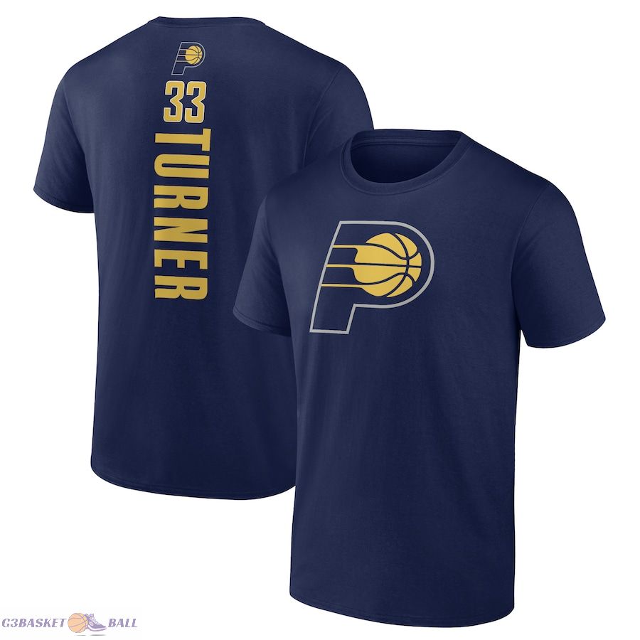 Men's Indiana Pacers Myles Turner Navy Playmaker Name & Number T-Shirt