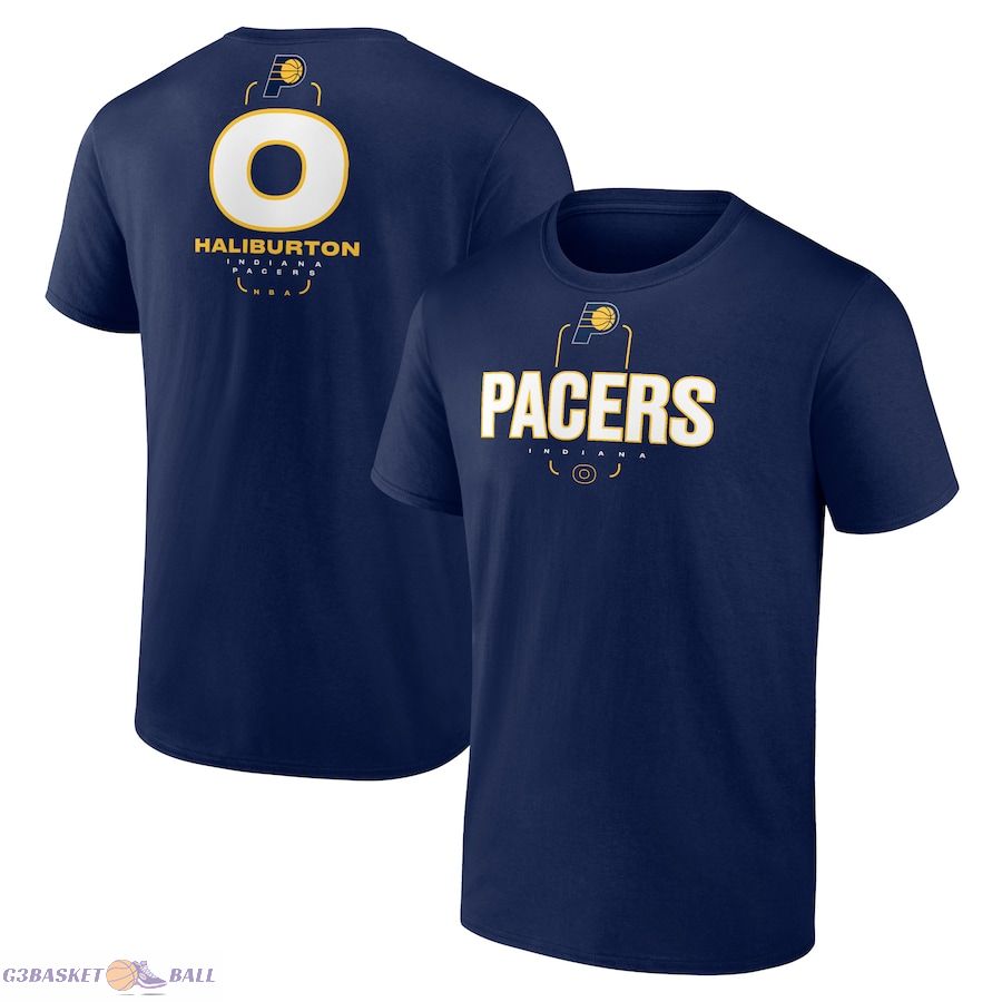 Men's Indiana Pacers Tyrese Haliburton Navy Behind The Back Name & Number T-Shirt