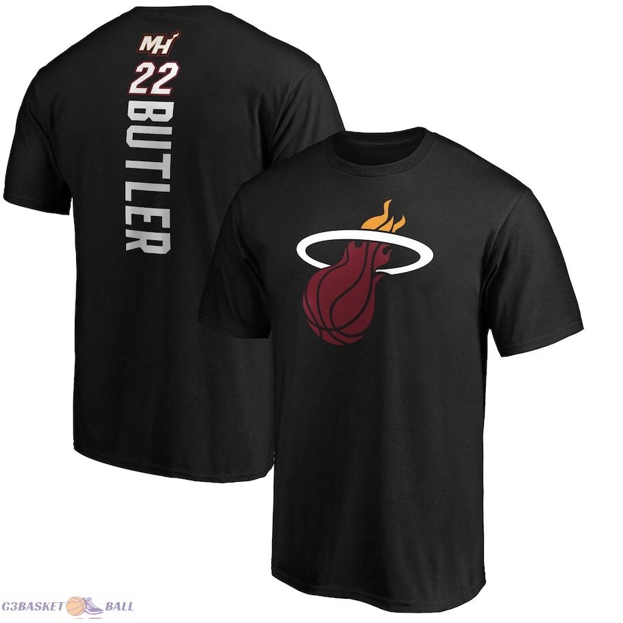 Men's Miami Heat Jimmy Butler Black Team Playmaker Name & Number T-Shirt