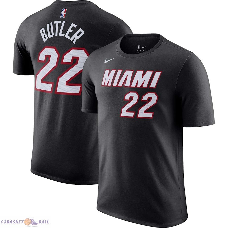 Men's Miami Heat Jimmy Butler Black Icon 2022/23 Name & Number T-Shirt