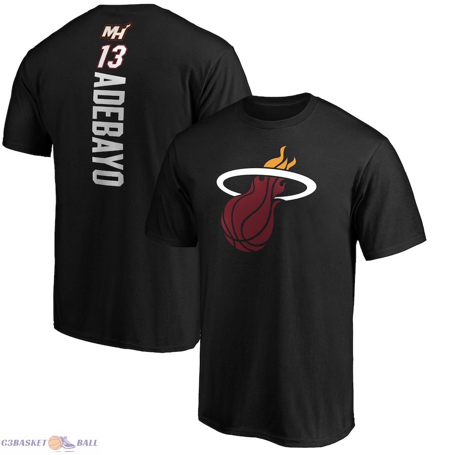 Men's Miami Heat Bam Adebayo Black Playmaker Name & Number T-Shirt