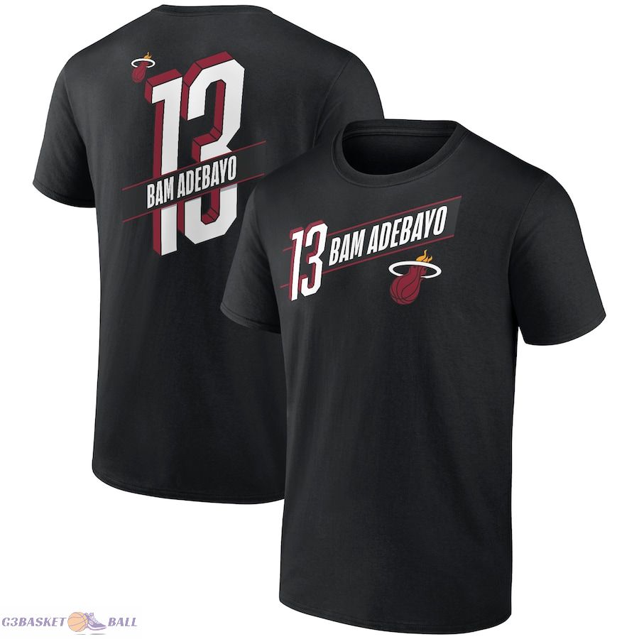 Men's Miami Heat Bam Adebayo Black Full-Court Press Name & Number T-Shirt