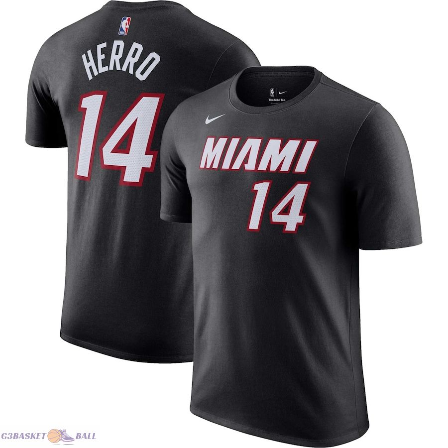 Men's Miami Heat Tyler Herro Black Icon 2022/23 Name & Number T-Shirt