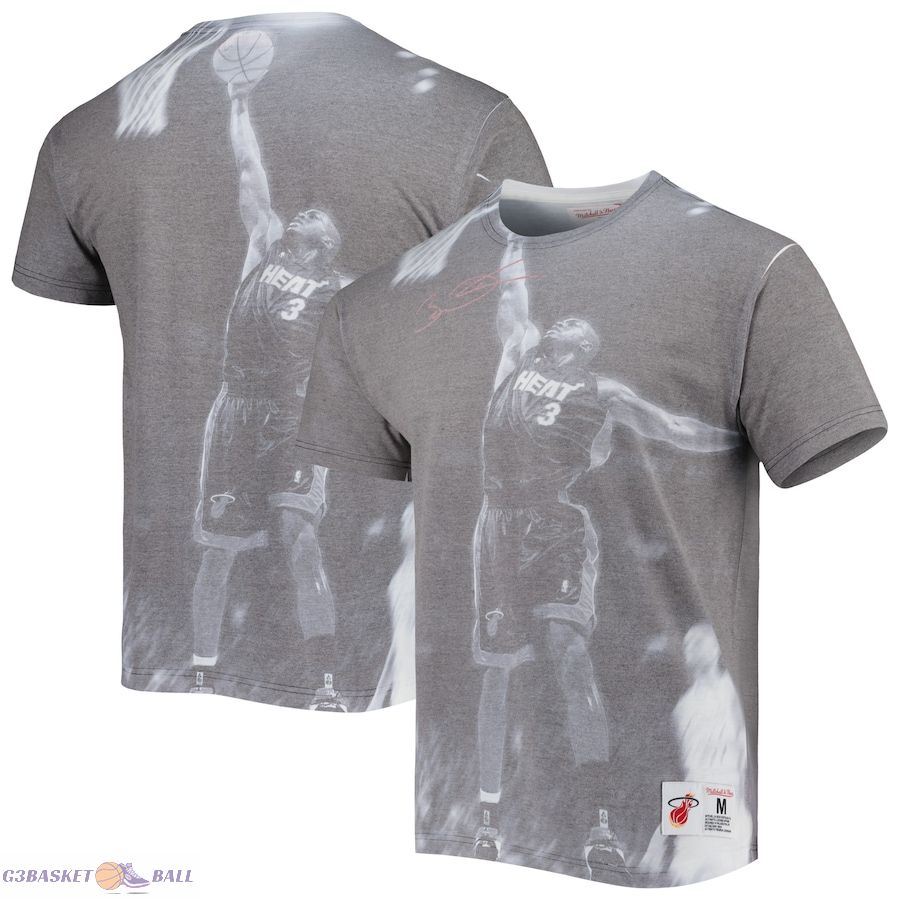 Men's Miami Heat Dwyane Wade Mitchell & Ness Heather Gray Above The Rim T-Shirt