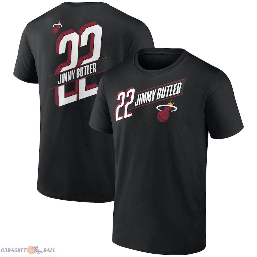 Men's Miami Heat Jimmy Butler Black Full-Court Press Name & Number T-Shirt