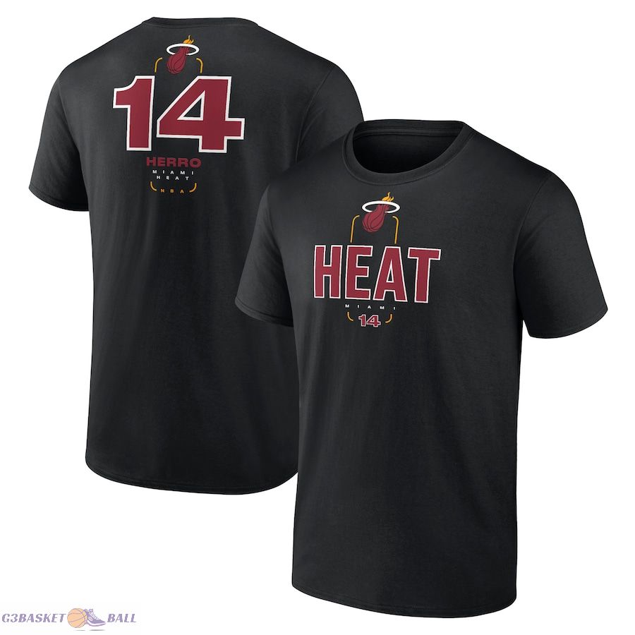 Men's Miami Heat Tyler Herro Black Behind The Back Name & Number T-Shirt