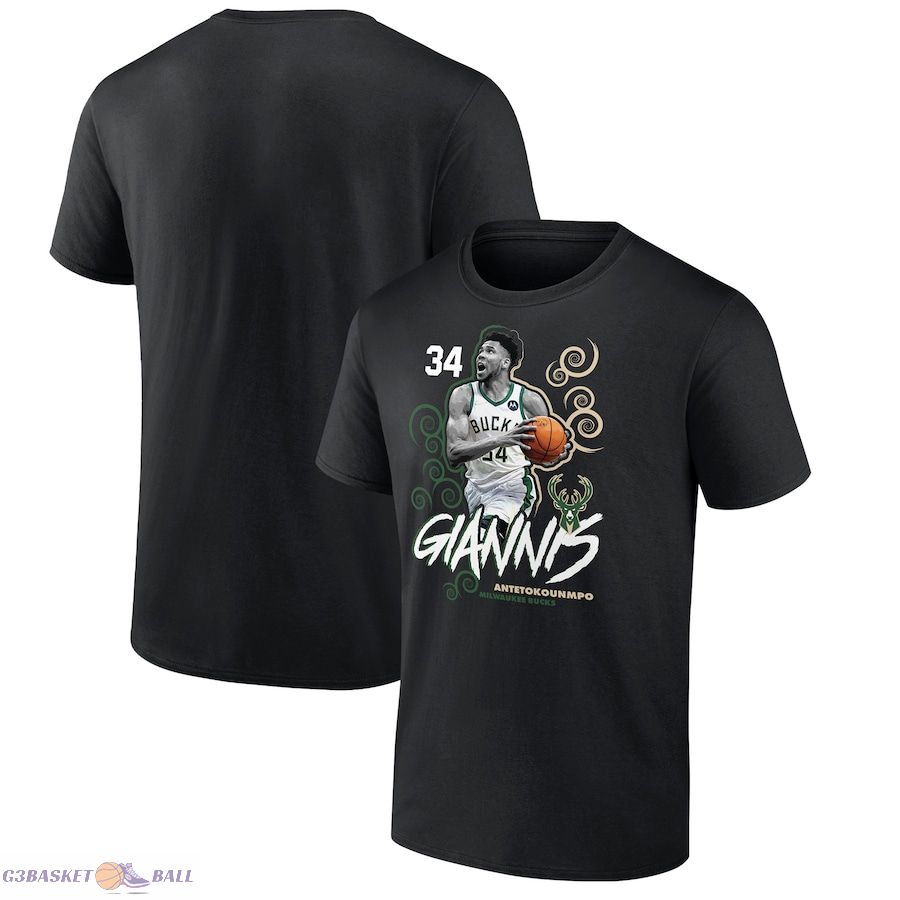 Men's Milwaukee Bucks Giannis Antetokounmpo Black Competitor T-Shirt