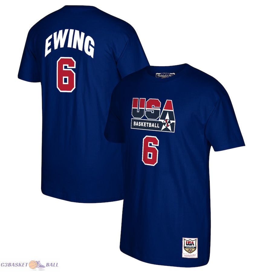 Men's USA Basketball Patrick Ewing Mitchell & Ness Navy 1992 Dream Team Name & Number T-Shirt