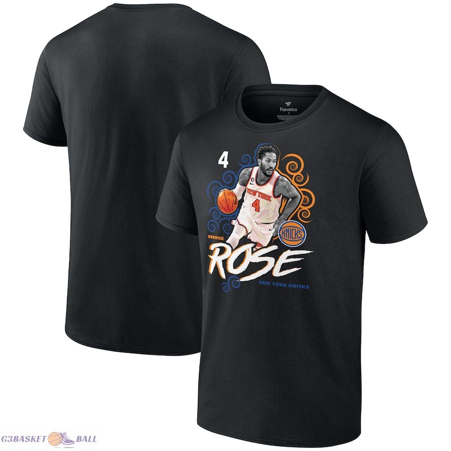 Men's New York Knicks Derrick Rose Black Competitor T-Shirt