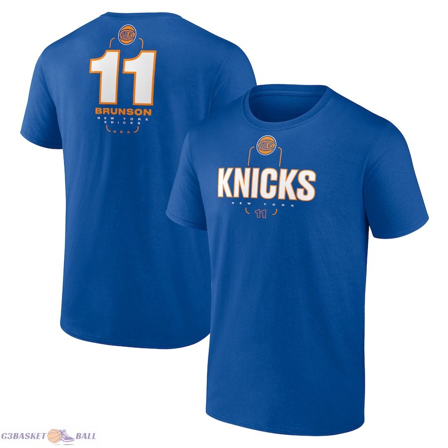 Men's New York Knicks Jalen Brunson Blue Behind The Back Name & Number T-Shirt